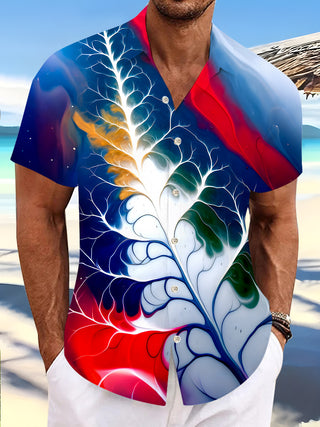 Men's abstract tie dye short sleeve shirt front view