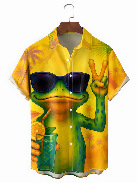 men's Hawaiian shirt front view tropical beach vacation