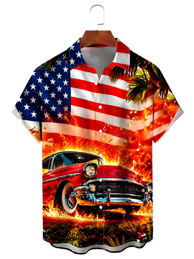 men's Hawaiian shirt front view Independence Day