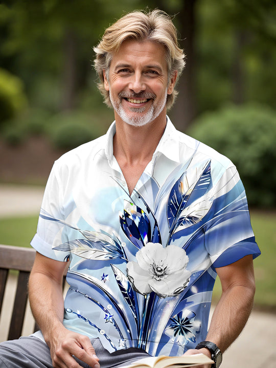 men's floral shirt front view