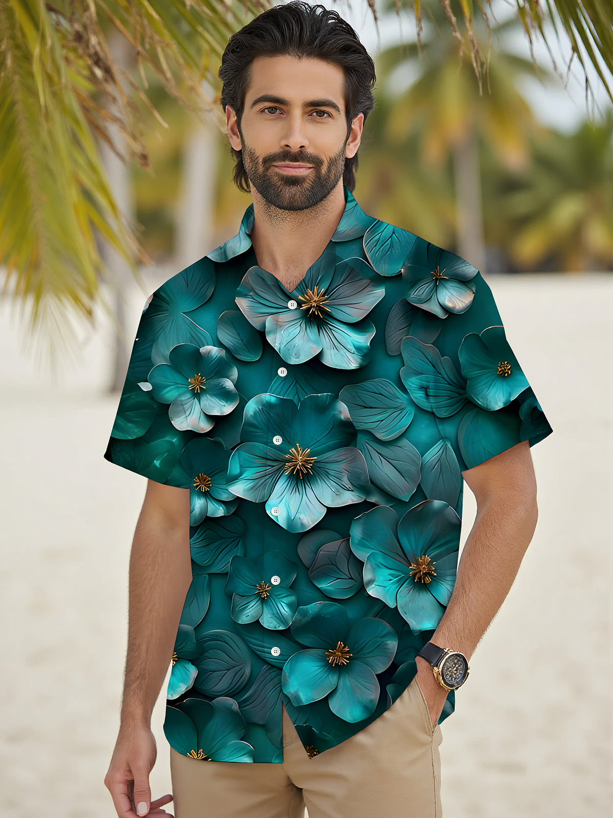 Floral Men's Pocket Short Sleeve Shirts