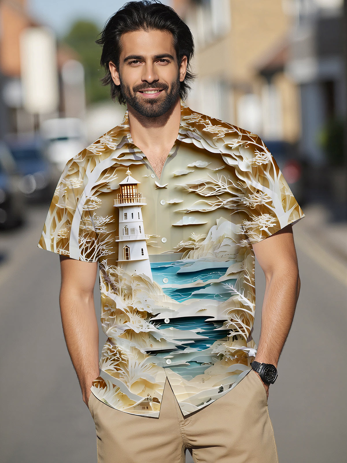 Lighthouse Relief Men's Pocket Short Sleeve Shirts