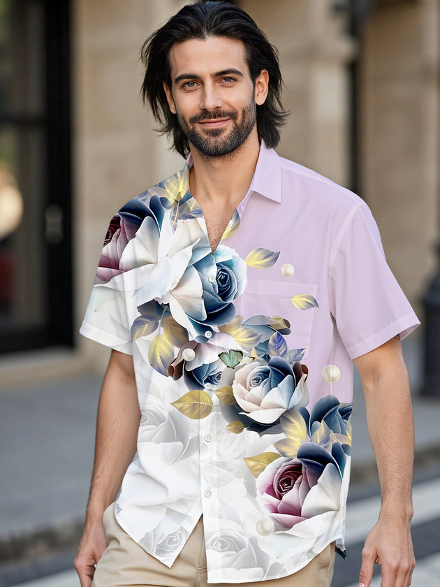 men's floral shirt front view