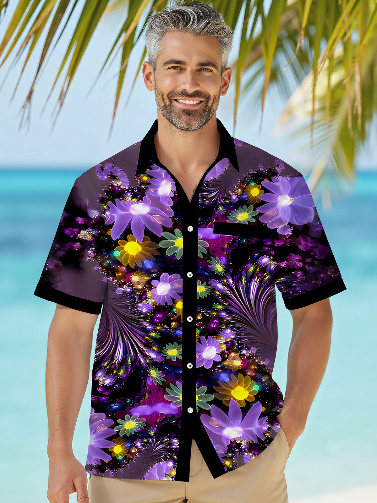 Floral Men's Pocket Short Sleeve Shirts
