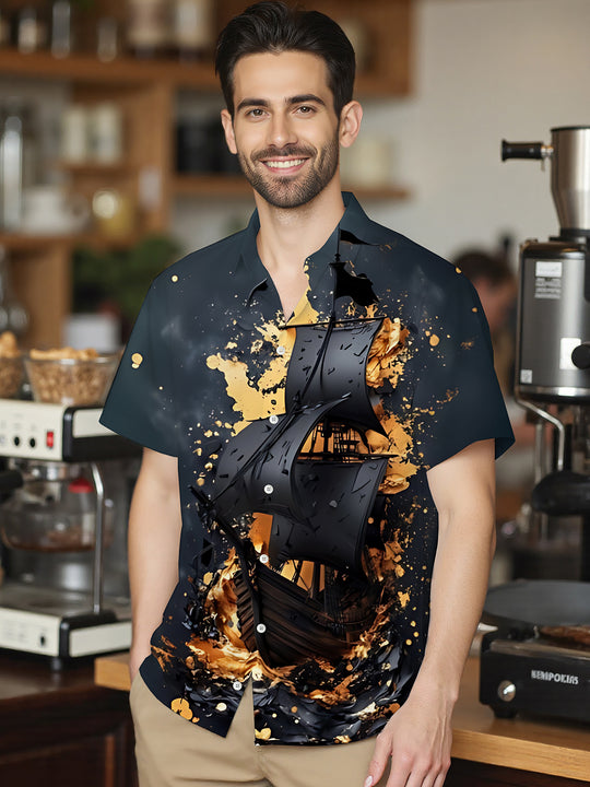 men's art print shirt front view