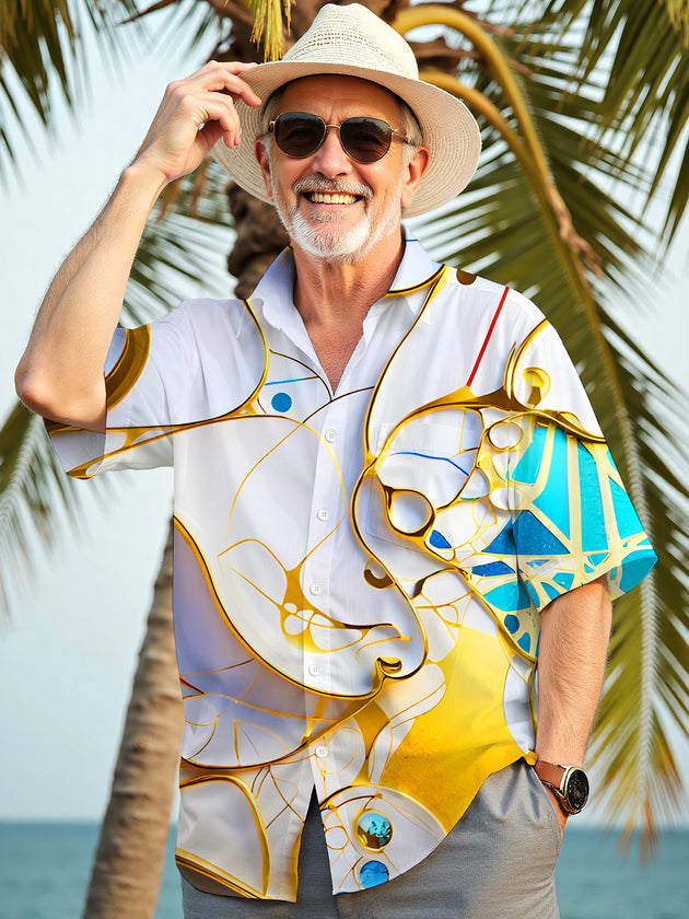 Molten Gold Fluid Art Men's Pocket Short Sleeve Shirts