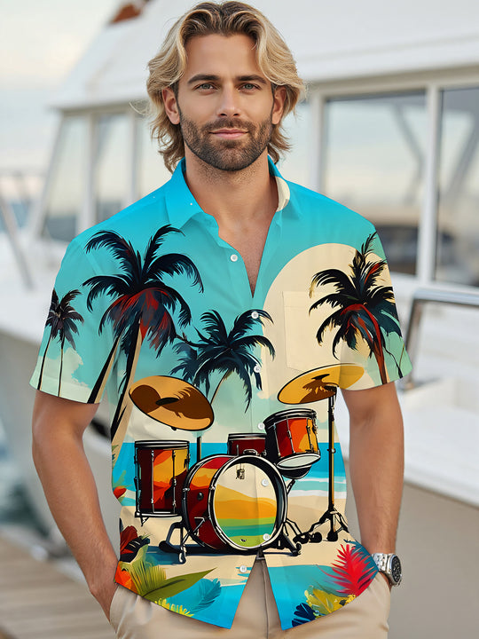 men's Hawaiian shirt front view tropical beach vacation