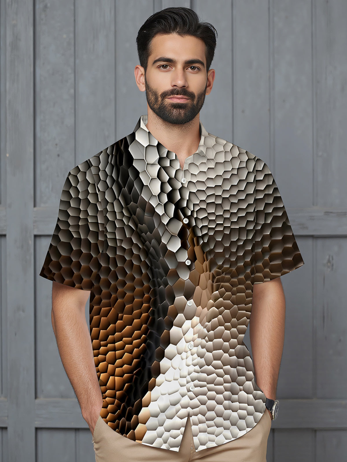 Geometry Men's Pocket Short Sleeve Shirts