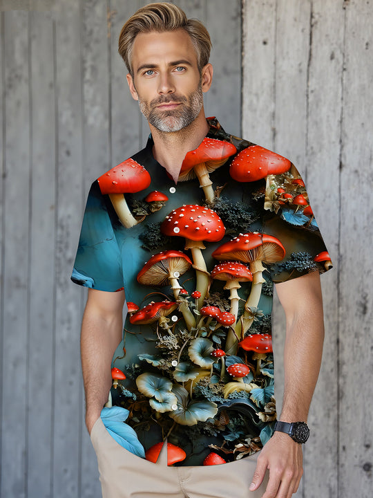 men's nature print shirt side view