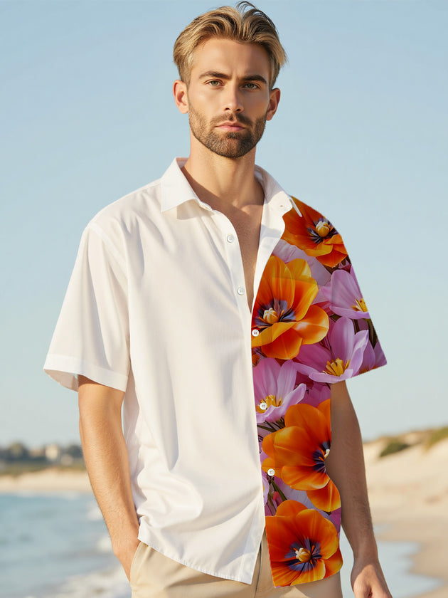 men's floral shirt front view