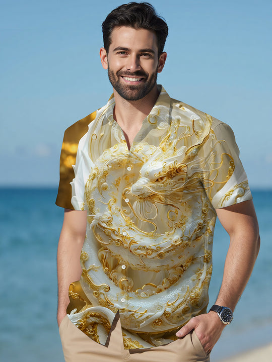 men's Chinese dragon shirt side view