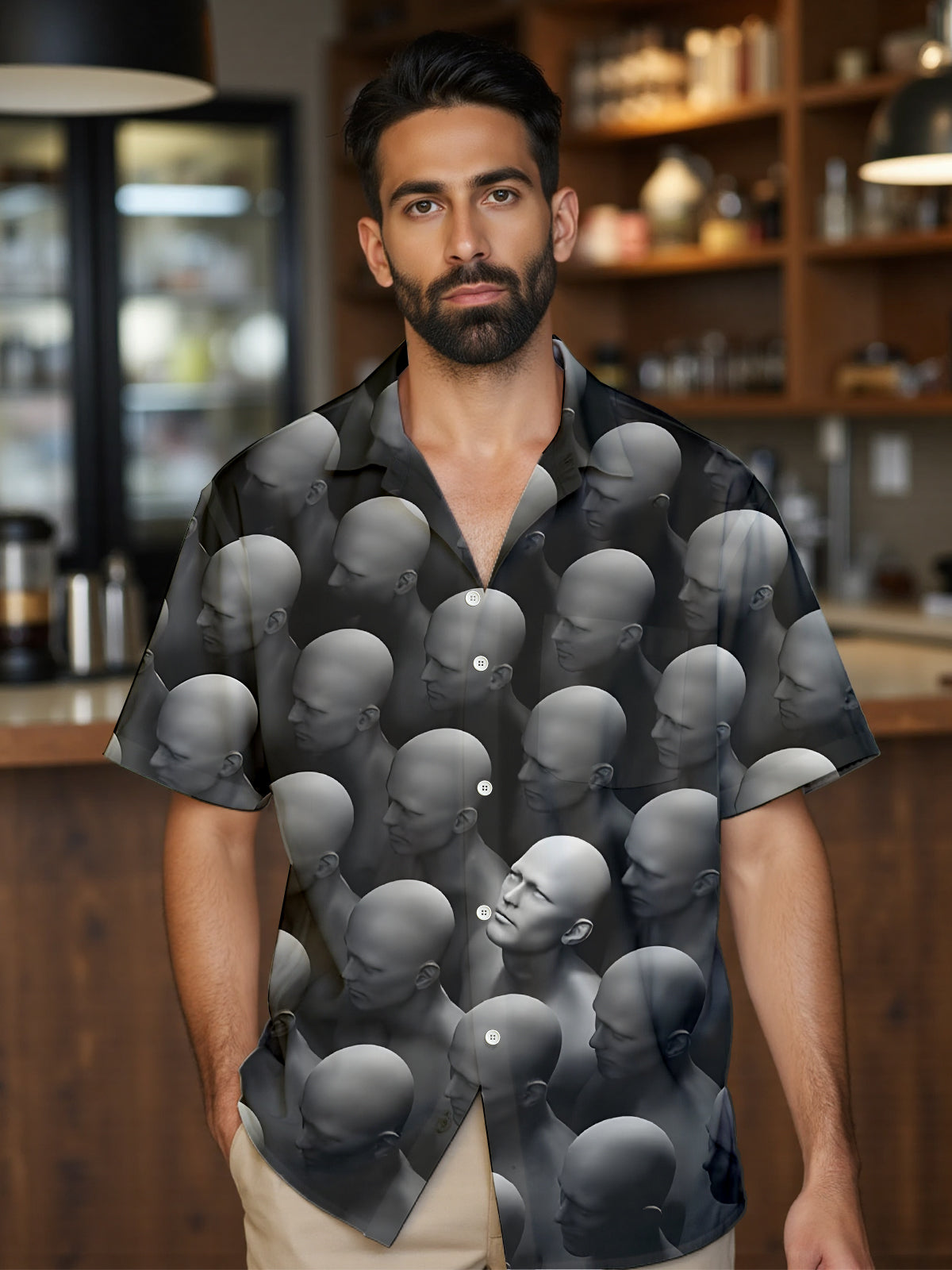 Portrait Art Print Men's Pocket Short Sleeve Shirts