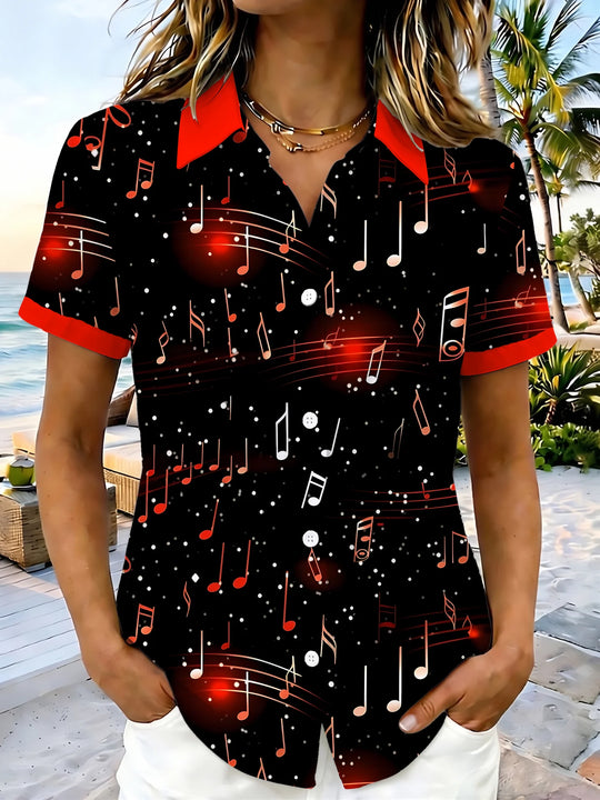 Couple Matching Music Note Print Short Sleeve