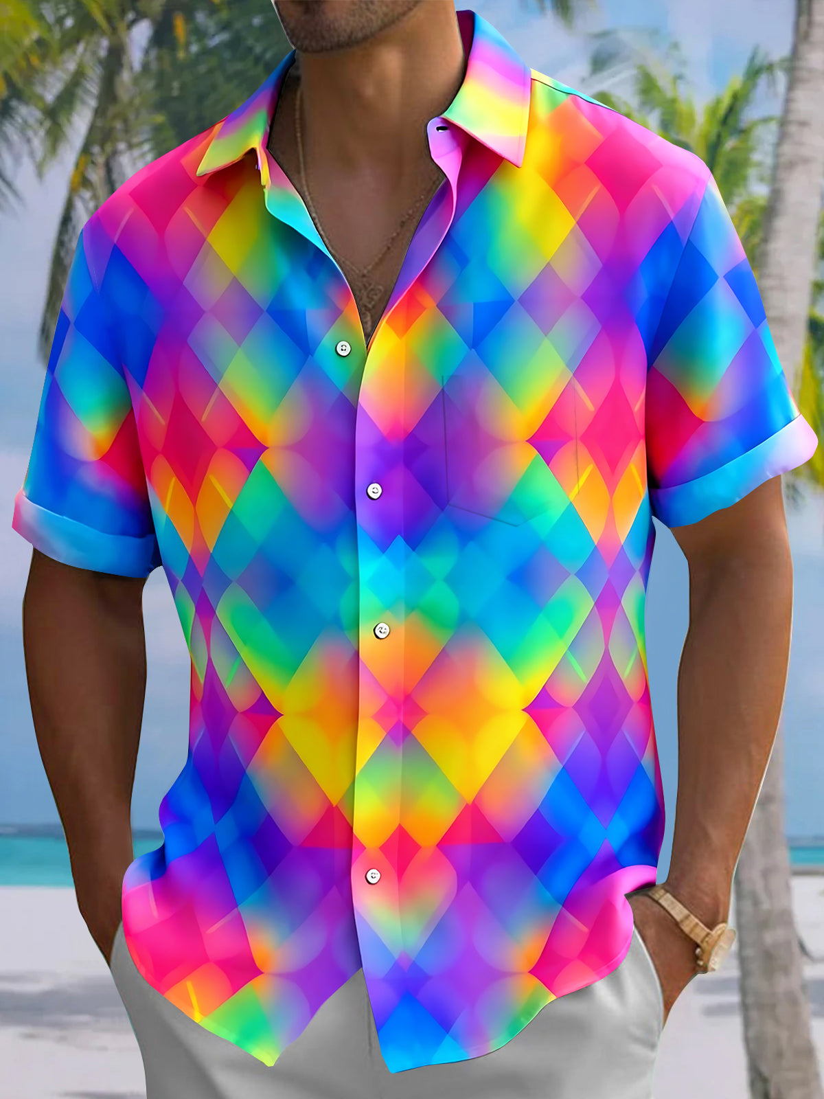 Geometry Men's Pocket Short Sleeve Shirts