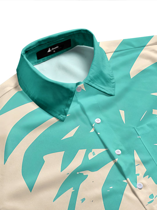 Hawaiian Tiki Coconut Tree Men's Pocket Short Sleeve Shirts