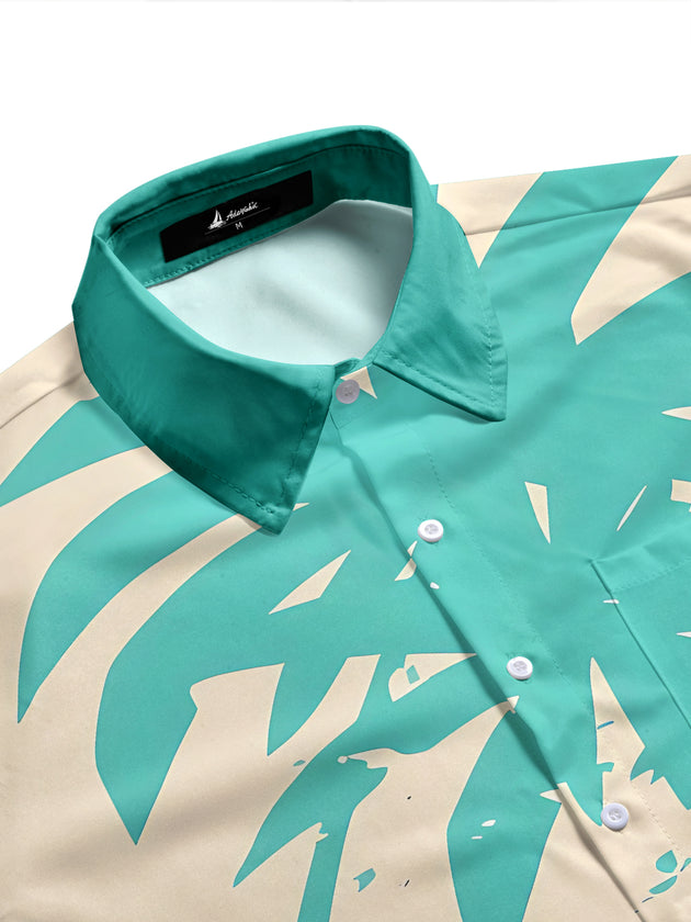 Hawaiian Tiki Coconut Tree Men's Pocket Short Sleeve Shirts