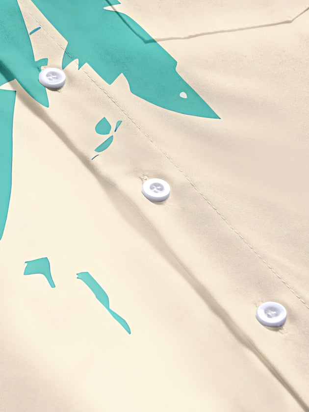 Hawaiian Tiki Coconut Tree Men's Pocket Short Sleeve Shirts