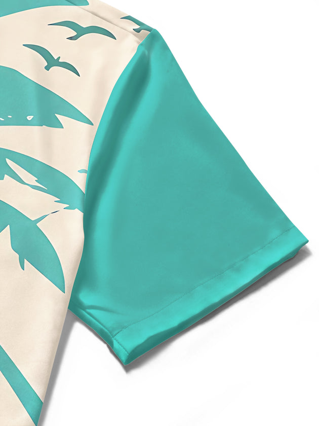 Hawaiian Tiki Coconut Tree Men's Pocket Short Sleeve Shirts