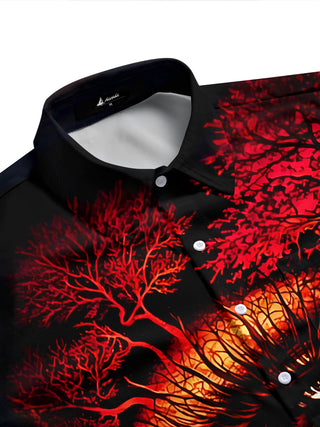 Adaychic Men's 3D Dragonfly Eye Graphic Print Short Sleeve Shirt with Chest Pocket