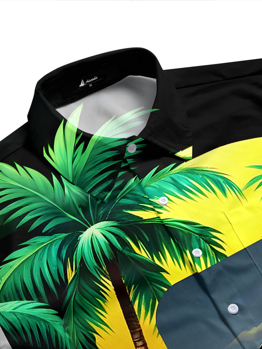 Men's Tropical Aloha Print Short Sleeve Shirt Side View