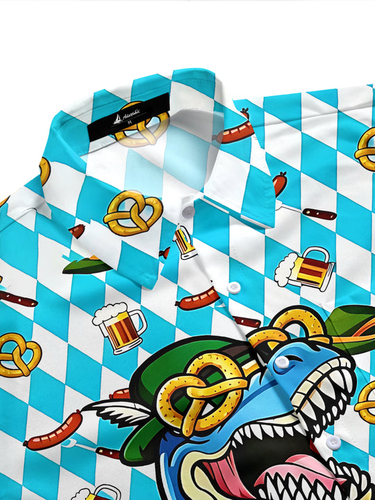 Hawaiian Dinosaurs Beer Men's Pocket Short Sleeve Shirts