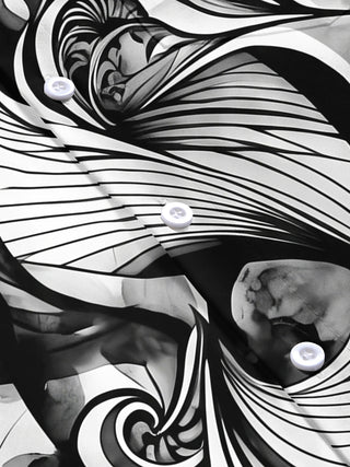 Adaychic Men's Abstract Abstract Swirl Lines Print Short Sleeve Shirt with Chest Pocket