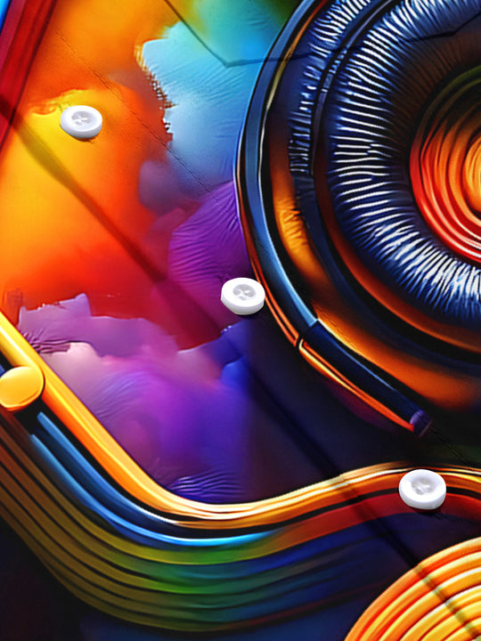 Adaychic Men's Graphic Rainbow Musical Note Print Short Sleeve Shirt with Chest Pocket