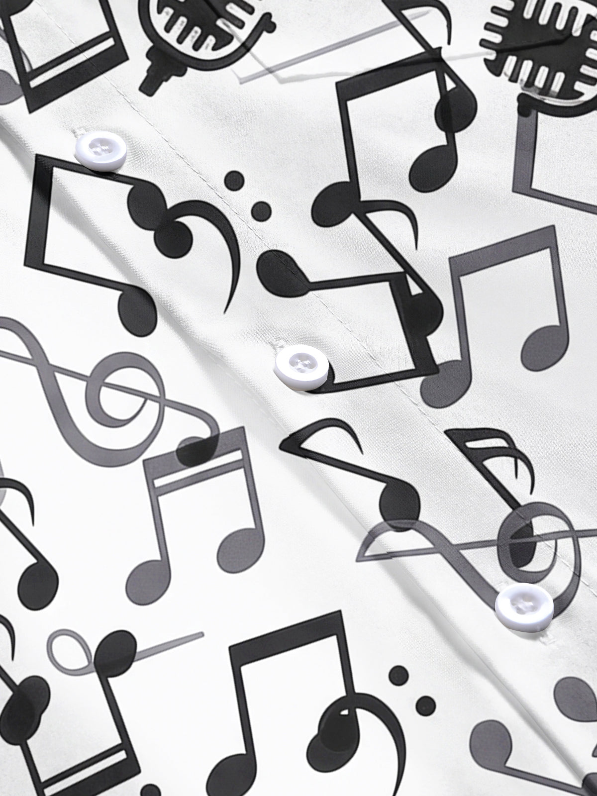 Adaychic Men's Graphic Musical Notes Print Short Sleeve Shirt with Chest Pocket