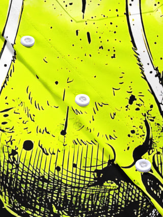 Adaychic Men's Melting Tennis Ball With Splatter Art Print Short Sleeve Shirt with Chest Pocket