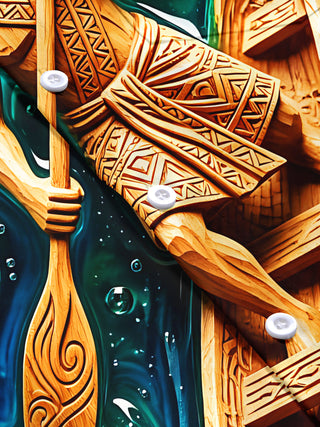 Adaychic Wood Carving Polynesian Canoe Men's Pocket Short Sleeve Shirts