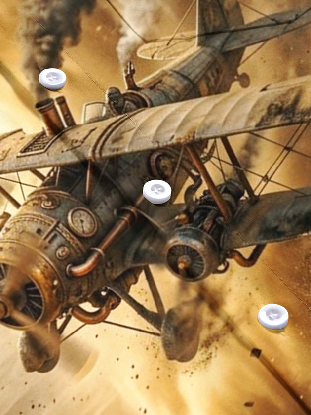Adaychic Men's Vintage Style Steampunk Biplane Print Short Sleeve Shirt with Chest Pocket