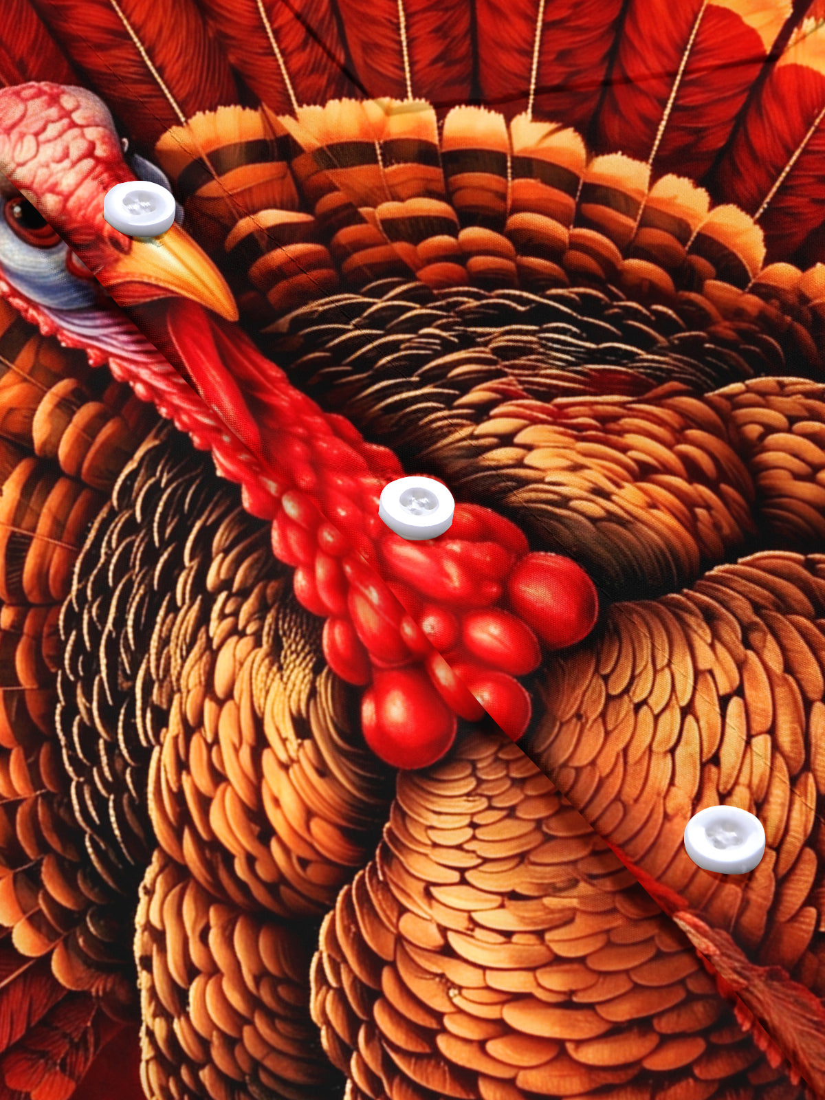 Adaychic Men's Thanksgiving Turkey And Autumn Leaves Print Short Sleeve Shirt with Chest Pocket