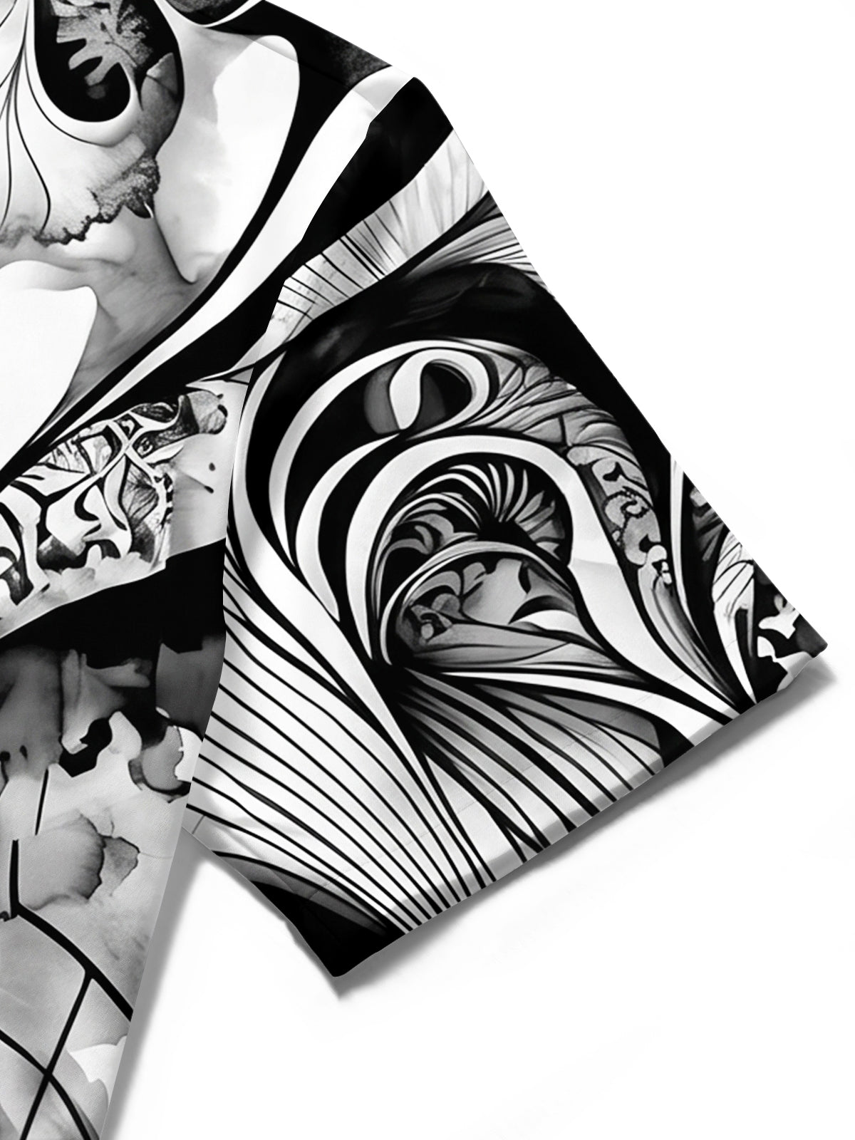 Adaychic Men's Abstract Abstract Swirl Lines Print Short Sleeve Shirt with Chest Pocket