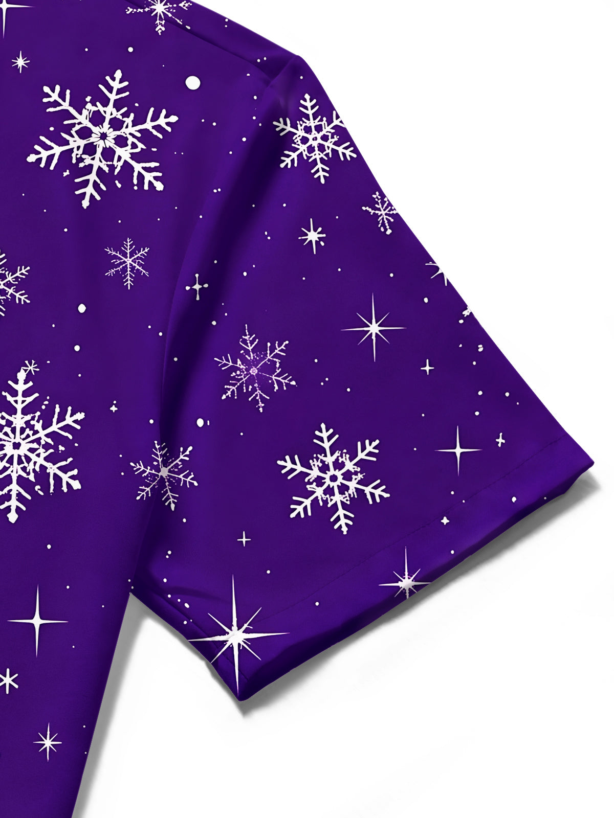 Adaychic Men's Printed Christmas Deer And Snowflakes Print Short Sleeve Shirt with Chest Pocket