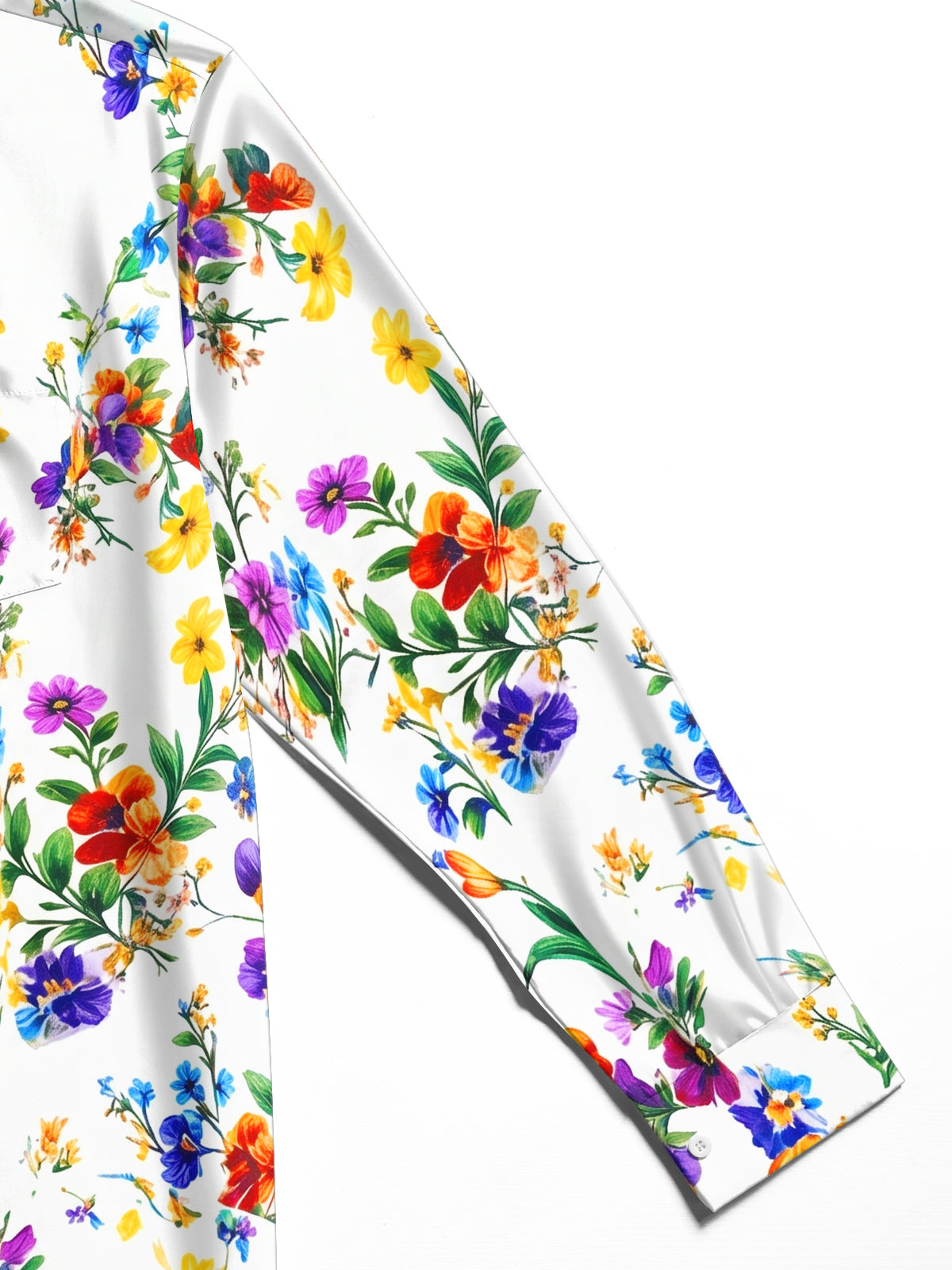 Adaychic Men's Colorful Wildflower Floral Print Long Sleeve Button Down Shirt with Chest Pocket