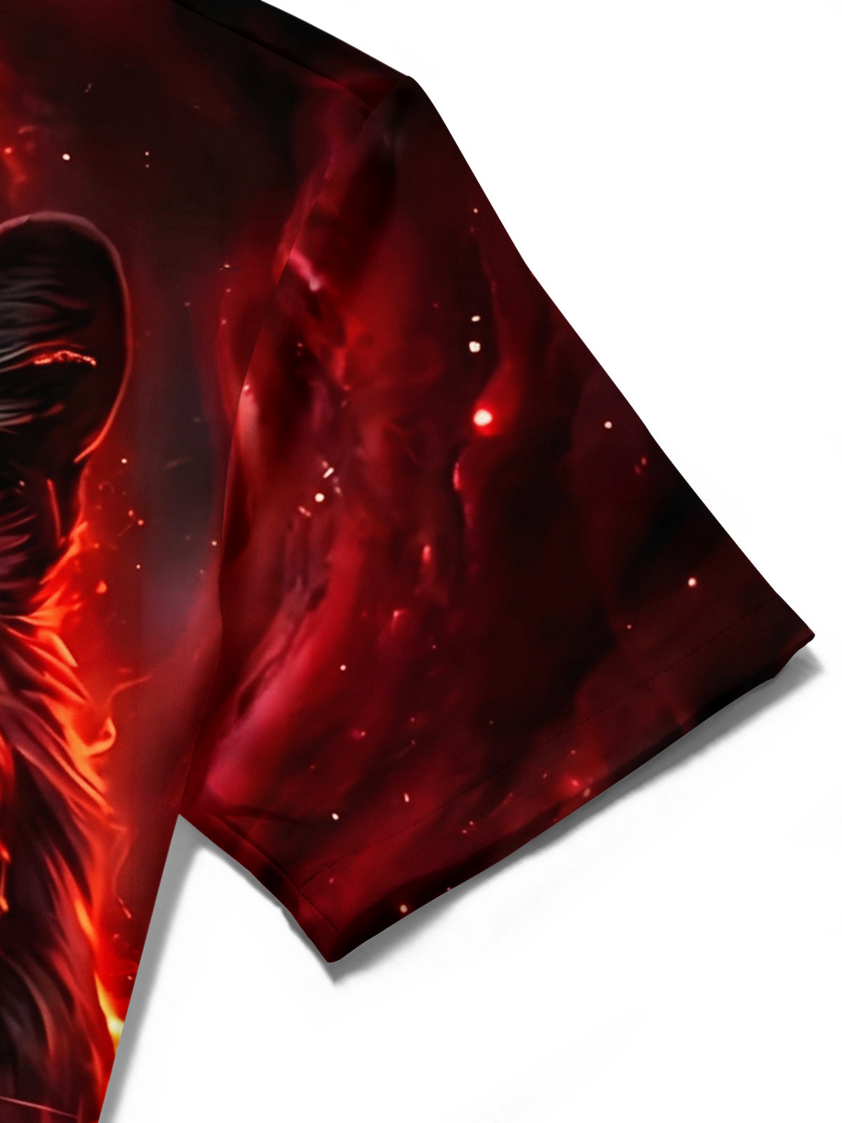 Adaychic Men's Black Panther With Lava And Fire Print Short Sleeve Shirt with Chest Pocket