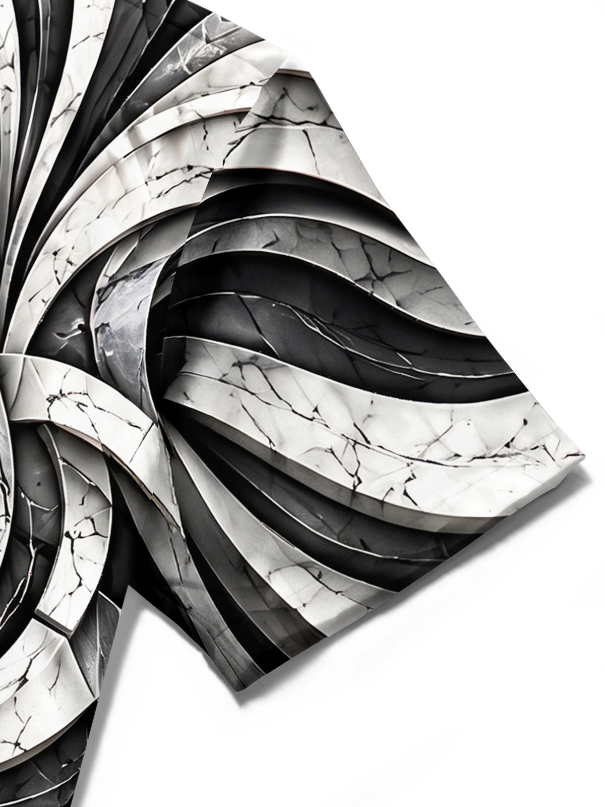 Adaychic Men's 3D Abstract 3D Swirling Marble Pattern Short Sleeve Shirt with Chest Pocket