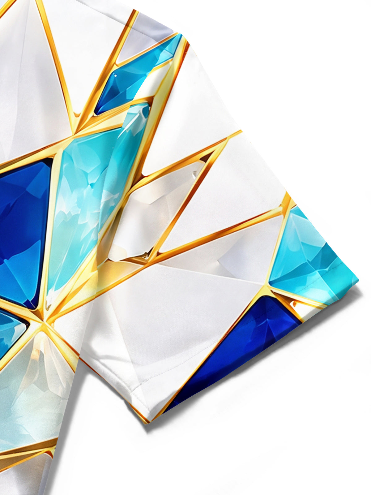Adaychic Men's Short Sleeve Shirt - Geometric Crystal Facets With Gold Lines Print with Chest Pocket