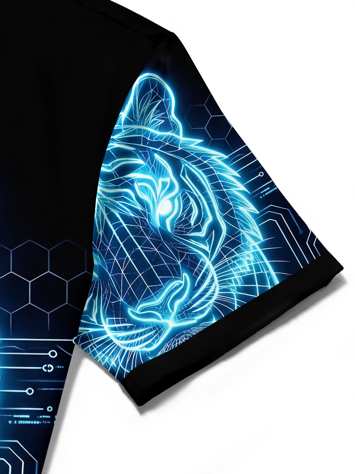 Adaychic Men's Graphic Neon Tiger Print Short Sleeve Shirt with Chest Pocket