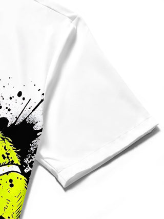 Adaychic Men's Melting Tennis Ball With Splatter Art Print Short Sleeve Shirt with Chest Pocket