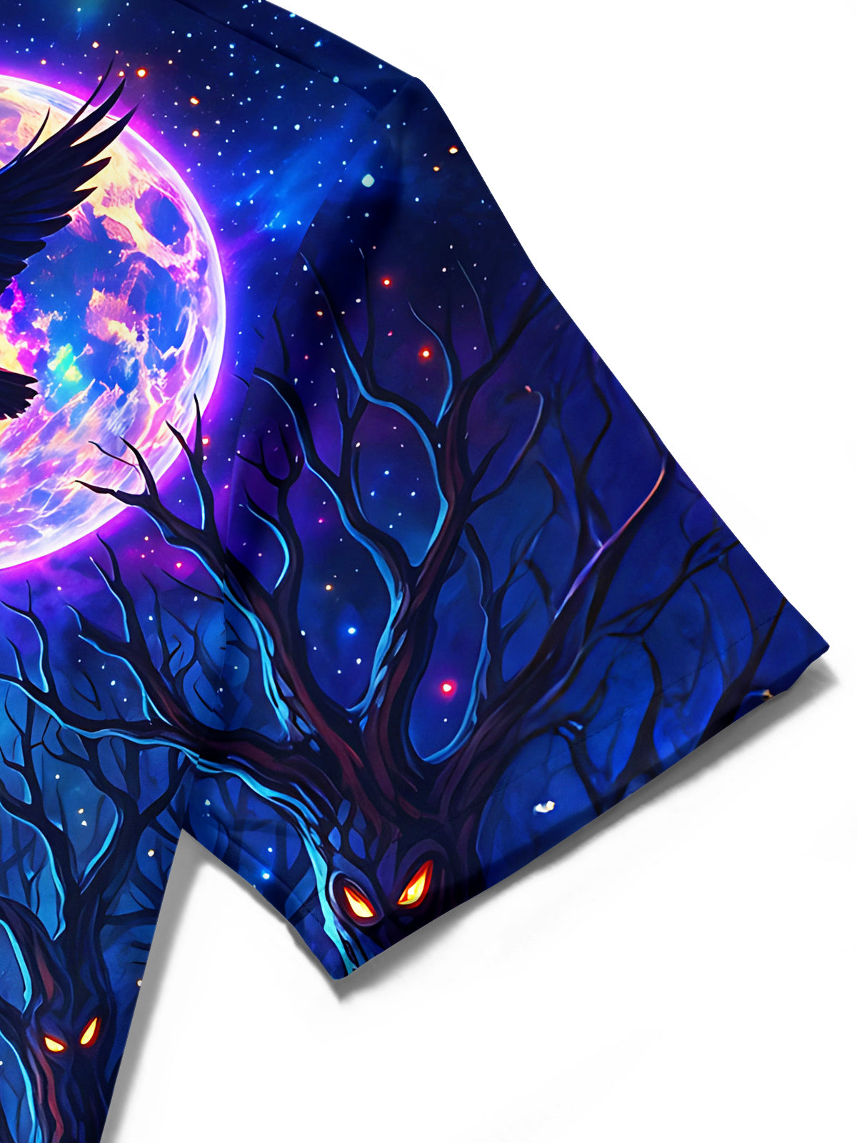 Adaychic Men's Halloween Black Cat And Pumpkins Print Short Sleeve Shirt with Chest Pocket