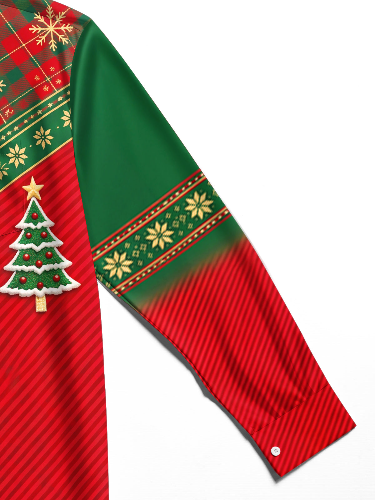 Adaychic Men's Printed Christmas Tree With Ornaments Print Long Sleeve Shirt with Chest Pocket