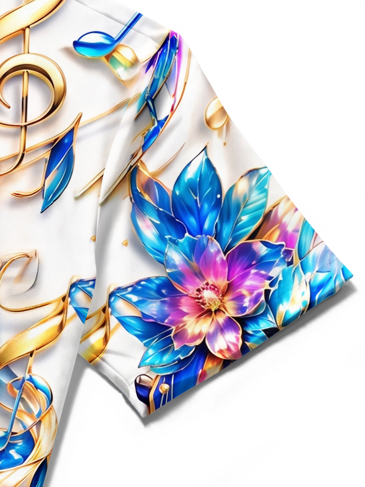 Adaychic Men's Hawaiian 3D Musical Instruments Print Short Sleeve Shirt with Chest Pocket