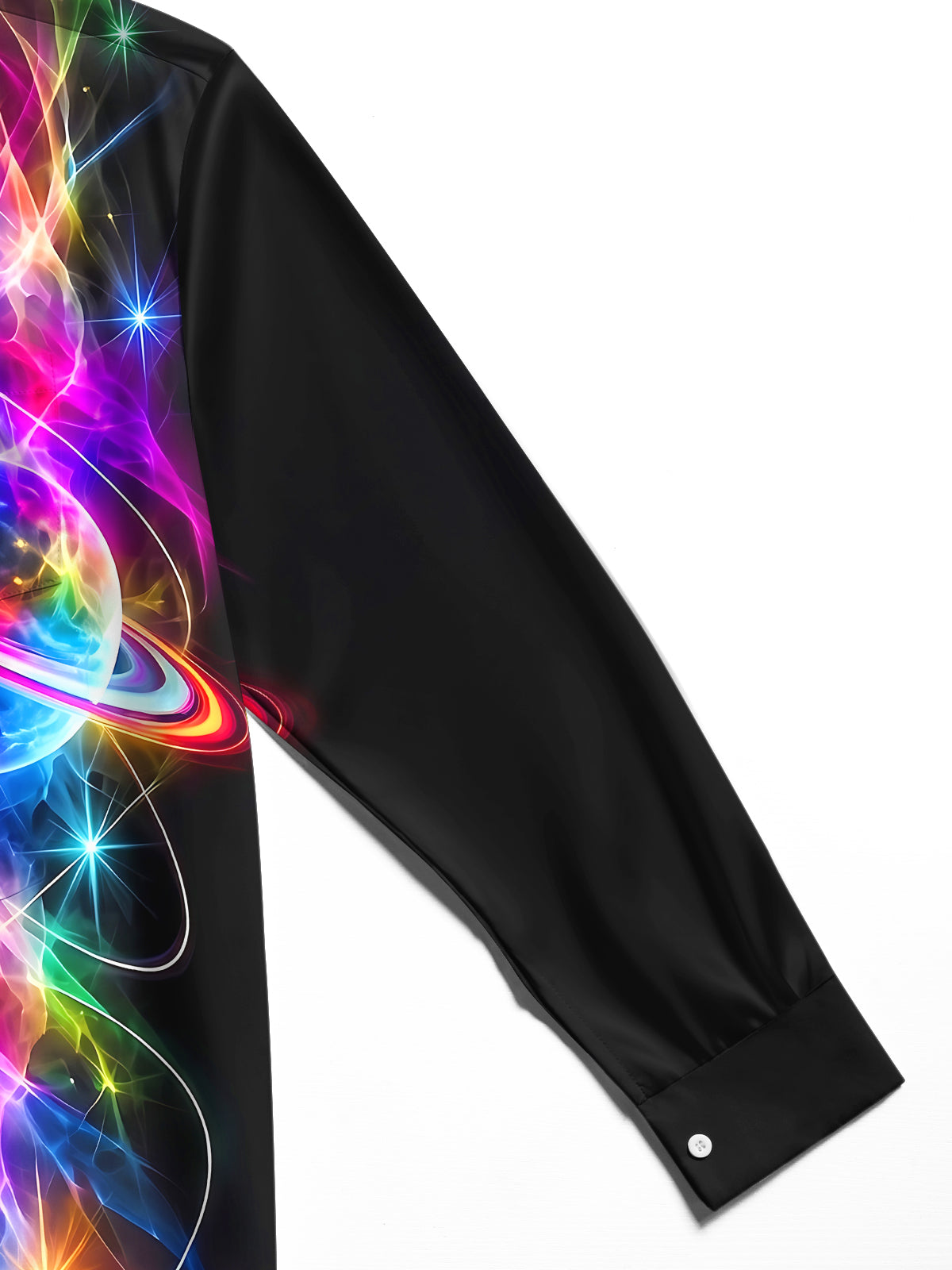 Adaychic Men's Colorful Planet With Rings And Nebula Print Long Sleeve Shirt with Chest Pocket