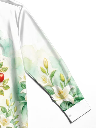 Adaychic Men's Tree Of Knowledge With Snake And Apples Print Short Sleeve Shirt with Chest Pocket