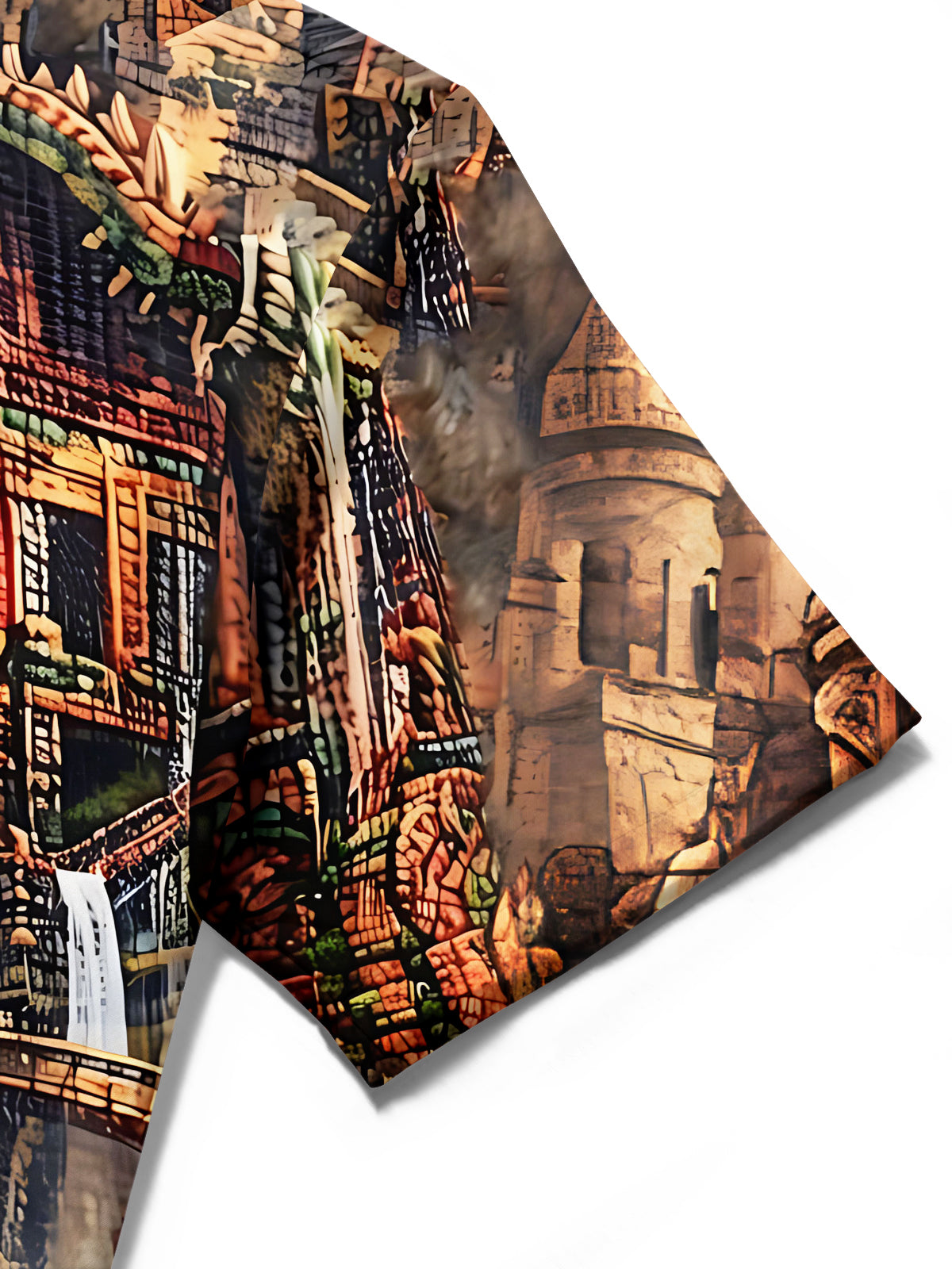 Adaychic Men's Graphic 3D Aztec Warrior Chihuahua Print Short Sleeve Button Down Shirt with Chest Pocket
