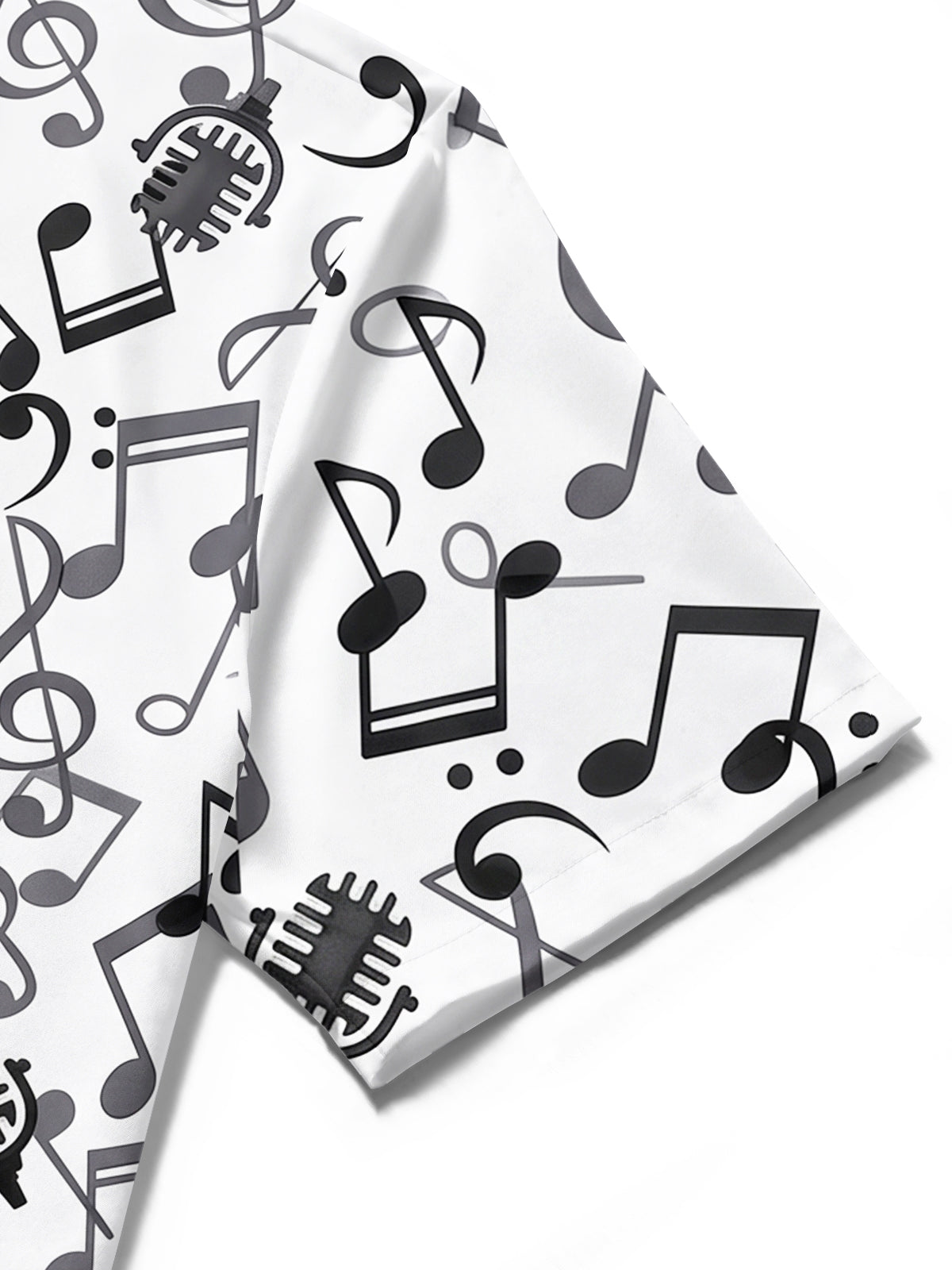 Adaychic Men's Graphic Musical Notes Print Short Sleeve Shirt with Chest Pocket