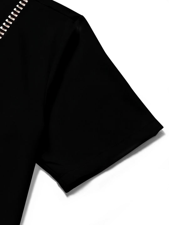Adaychic Men's Graphic Piano Keyboard Print Short Sleeve Shirt with Chest Pocket