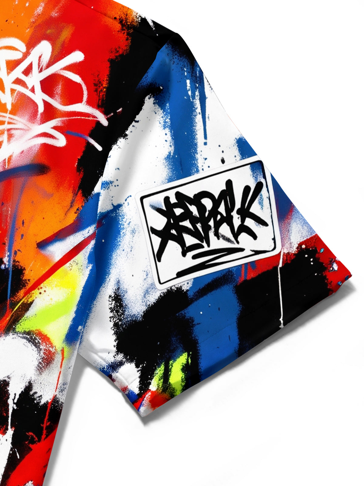 Adaychic Men's Graffiti Text And Spray Paint Splatters Print Short Sleeve Shirt with Chest Pocket