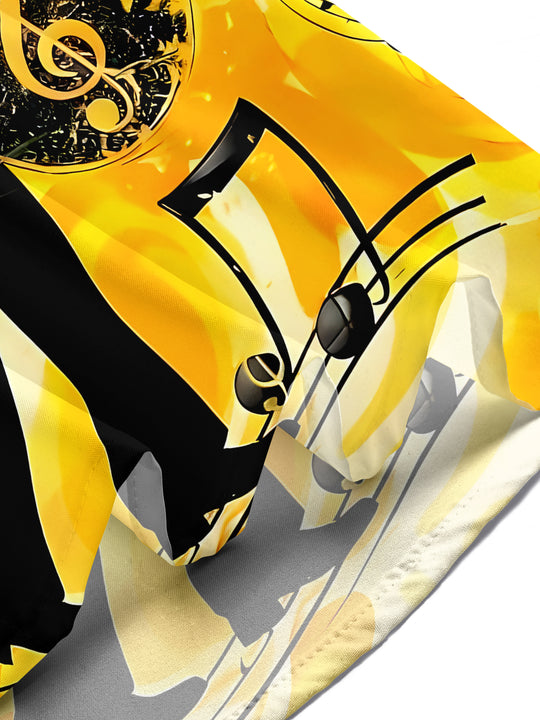 men's music print shirt summer vacation